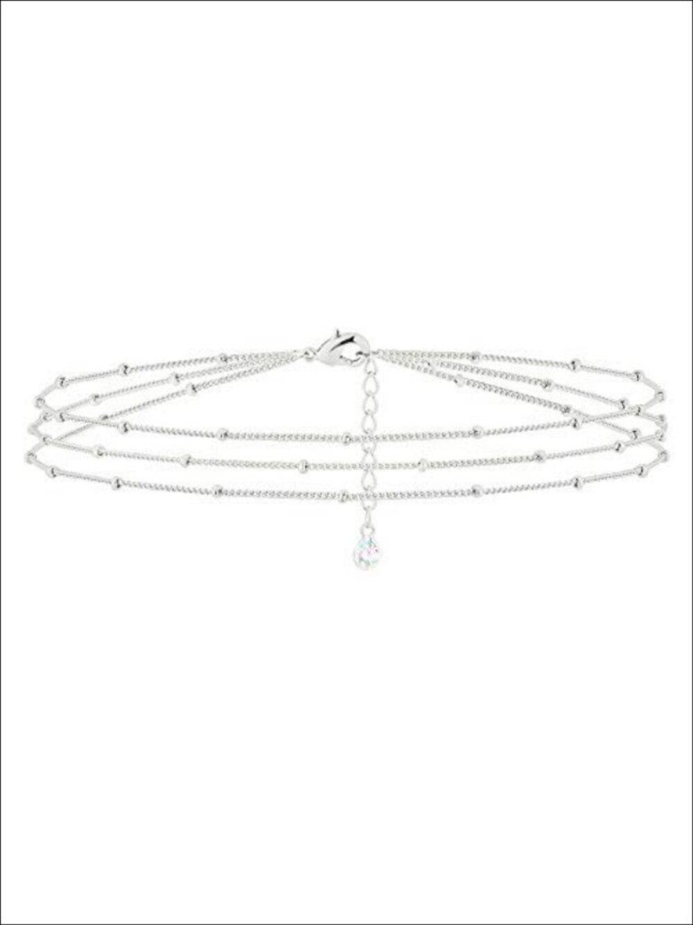 MEVECCO Dainty Chain Bracelet Silver Plated Brass 3-Row Layered Charm Style